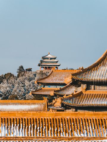 Forbidden City corner tower at dusk